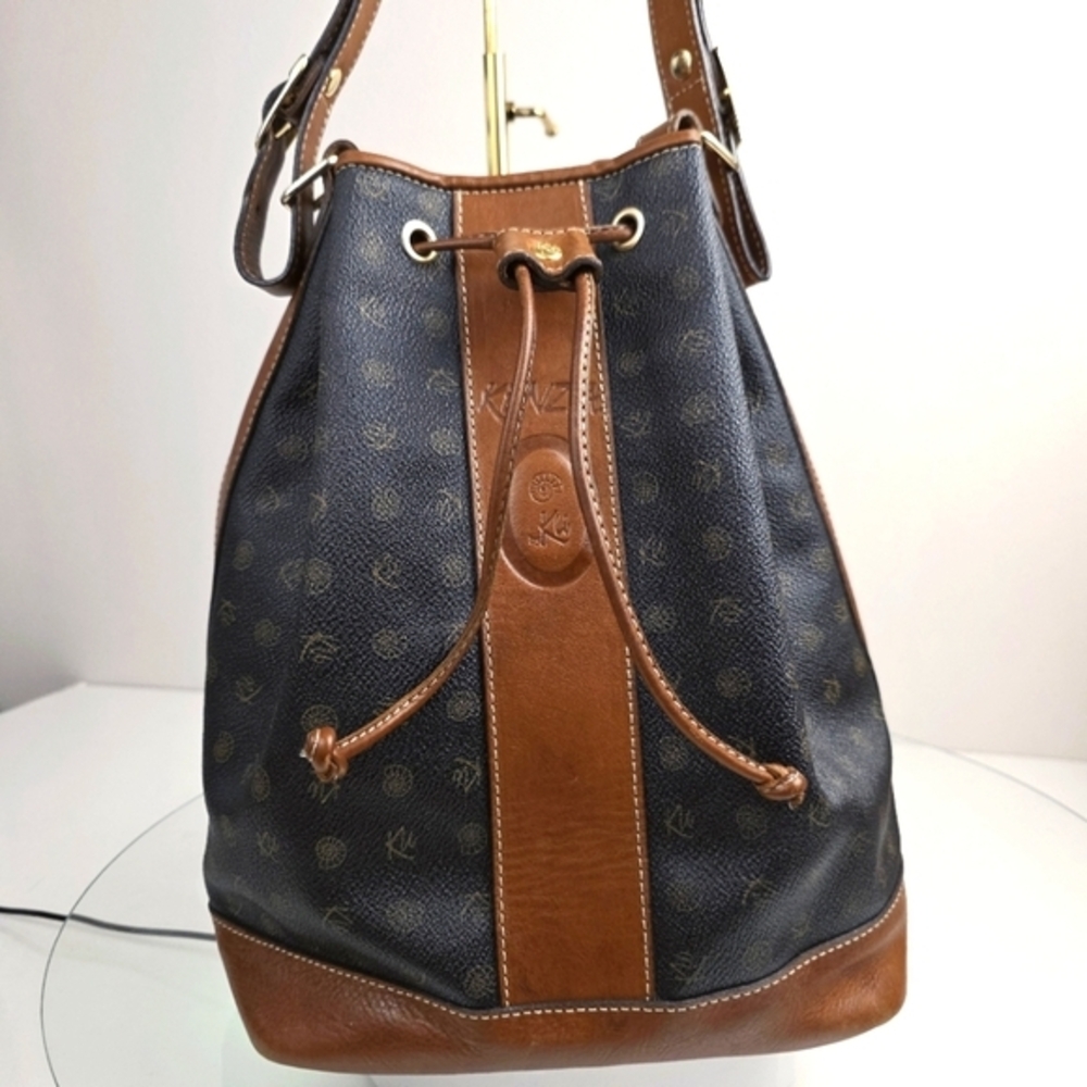 Kenzia By Ku Bucket Bag Brown Monogram Purse‎ Shoulder Bag Purse Maximalist Logo